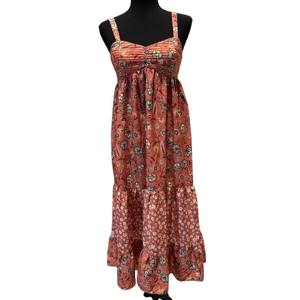 NWT Band of the Free Floral Soft Girl Coral Cottagecore Babydoll Maxi Dress XS